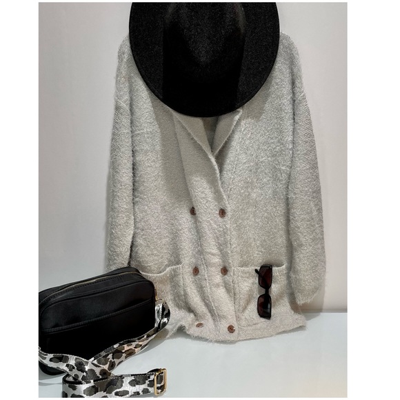 Light Gray Fuzzy Luxury Cardigan - Picture 9 of 11